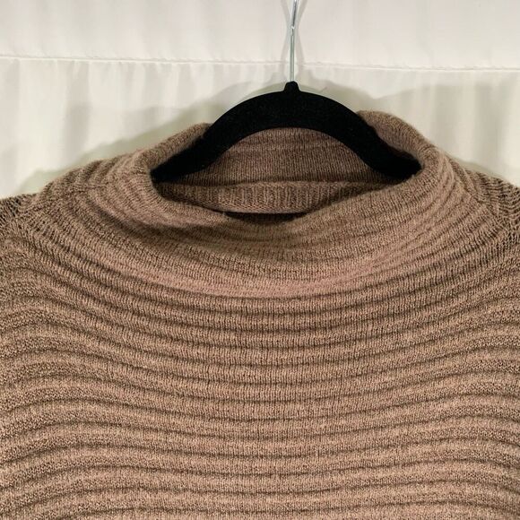 Madewell Wool Blend Sweater Women's Large Brown Knit Ribbed Turtleneck Pullover - Picture 2 of 7